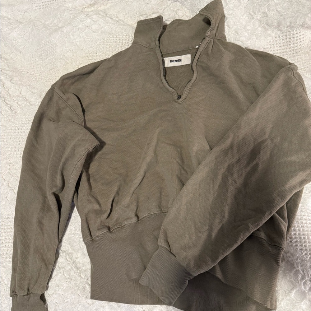 Buck Mason Green Quarter zip